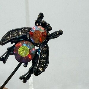 NWT Fire Stone Crystal Iridescent Beetle Bee Brooch